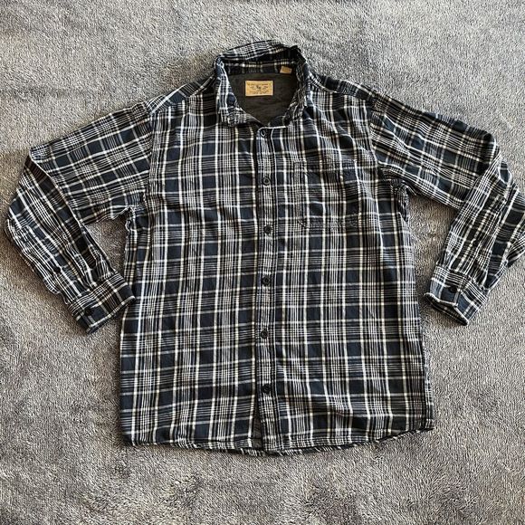 Red Head Ranch Long Sleeve Western Mens Shirt Size Medium Blue Plaid Button Up - Picture 1 of 5